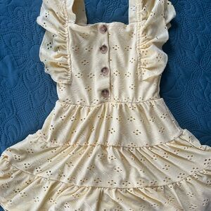 btween - Toddler Girl’s Yellow Dress with Lace Trim